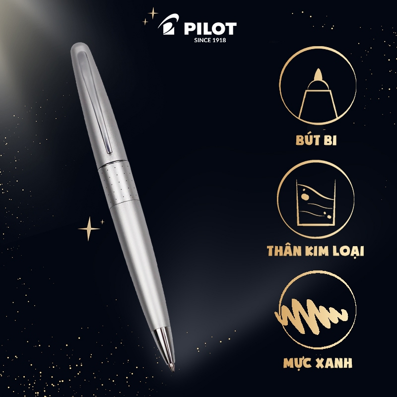 Bút bi ký Pilot Mr1 mực xanh (Thân Silver) BP-MR1-M-SID-L